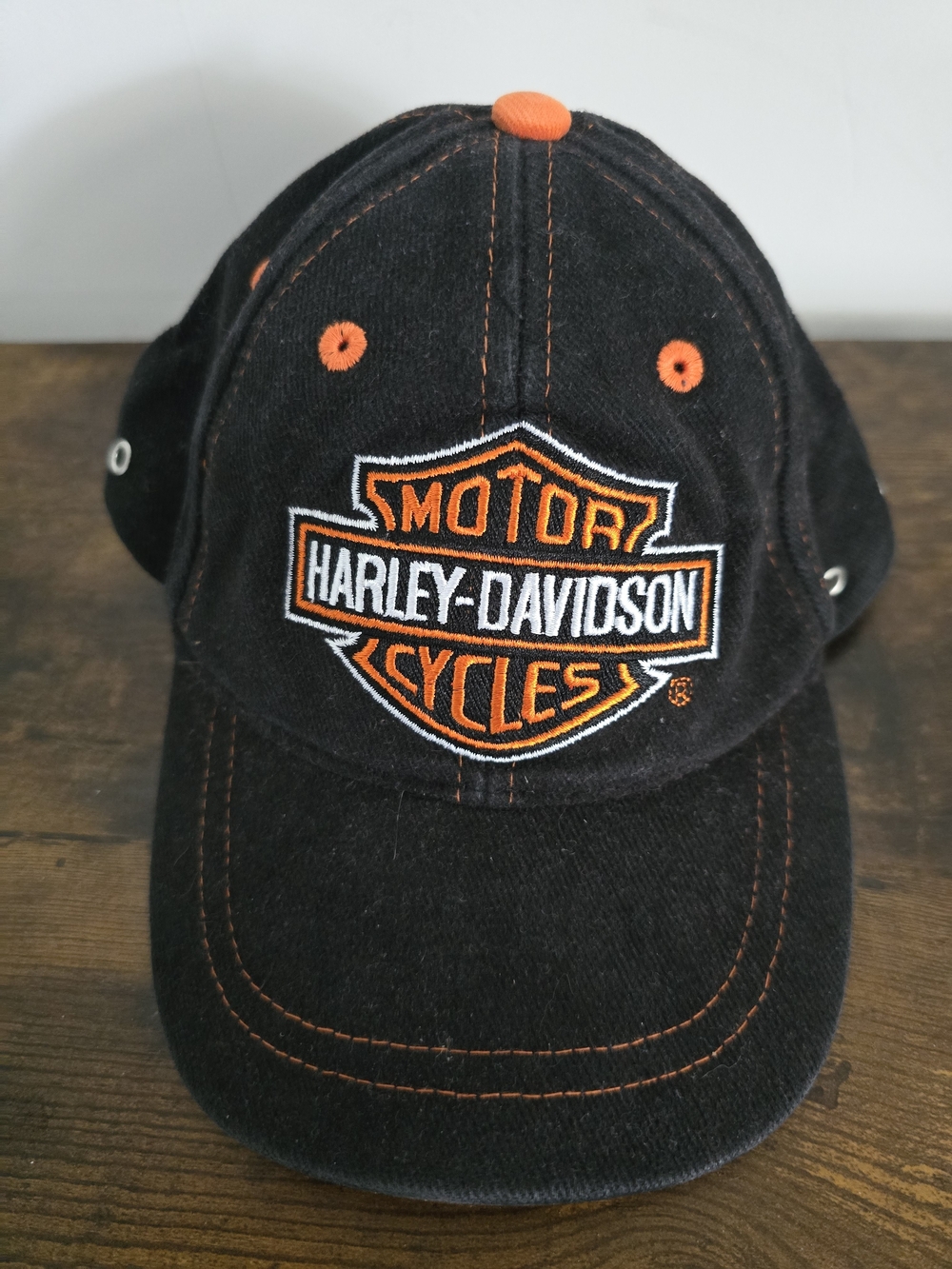 Harley-Davidson Black and Orange Embroidered Kids Cap